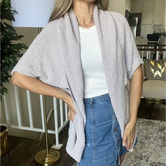 Aritzia Talula Tan Open Front Cardigan Short Sleeves size XS - Picture 1 of 15